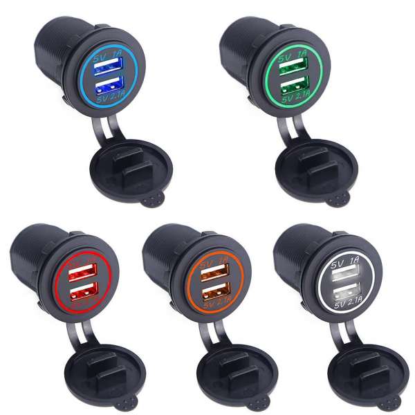 Universal Car Charger USB Vehicle DC12V-32V Waterproof Dual USB Charger 2 Port Power Socket 5V 2.1A/1A High Quality